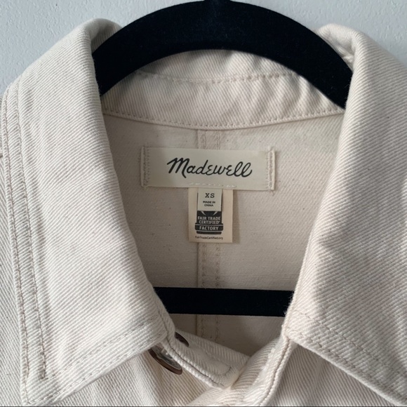 Madewell Ashford Chore Jacket Ecru Size XS Oversized Patch Pocket Shacket - Picture 8 of 12